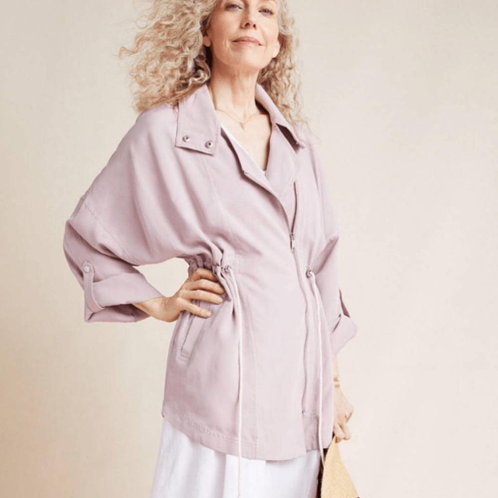 Anthropologie Womens Danuta Cupro Lilac Oversized Utility Anorak Jacket XS/S